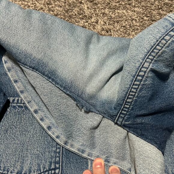 Vintage Thrashed Denim Chore Jacket Lined Barn Coat 70s 80s French Blue S/M - Picture 3 of 10